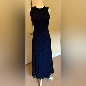 Rimini Elegant Black and Blue Beaded Floral Dress, Size 8P